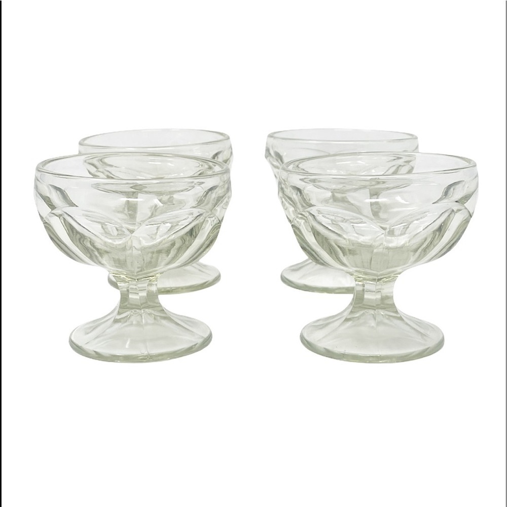 Set of 4 Vintage Smokey Dessert Sherbet Footed Cup